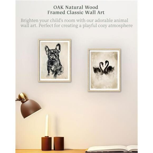 Swan Framed Wall Art 12x16 Oak Wood Print Cottagecore Kids Room Home Decor - Picture 6 of 8